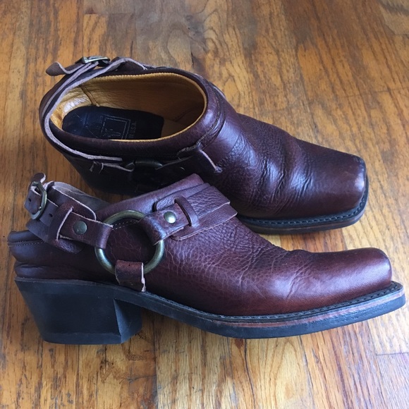 Frye Shoes - FRYE Belted Harness Mule Clog Shoes Brown Leather